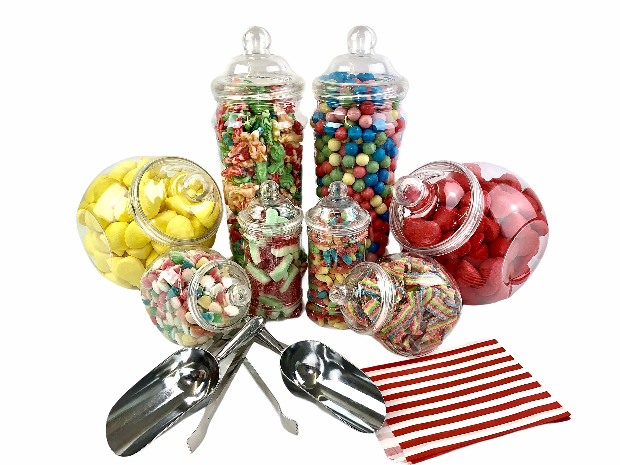 Vintage Victorian Pick & Mix Candy Buffet Kit - 8 Jar Pack & Red Stripe Bags