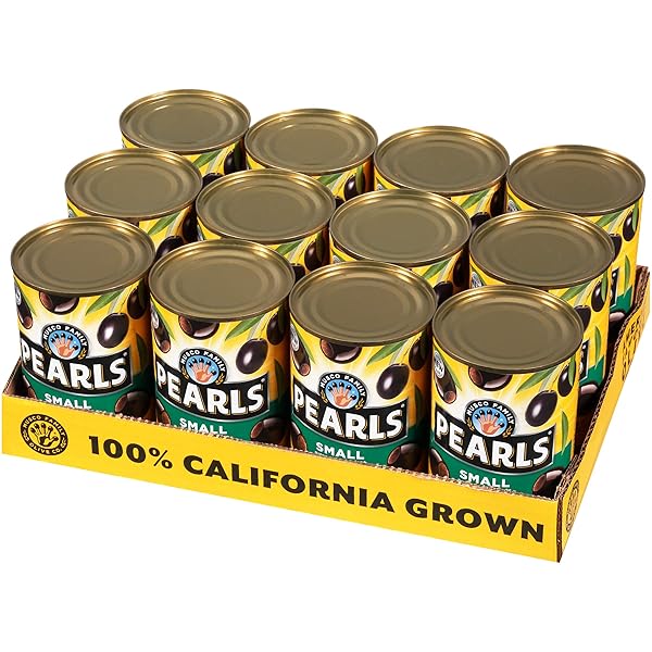 PEARLS SMALL RIPE PITTED OLIVES, PACK OF 12, 6 OZ CANS