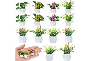 SKYLETY 14 Pieces Dollhouse Plant Miniature Bonsai Plant Mini Potted Plant Flower Model Tiny Fake Greenery Ornament Dollhouse Furniture for Christmas Toddlers Girls and Boys (Classic Style)