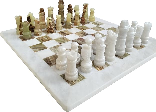 Handmade Staunton White And Green Onyx Marble Chess Board Game Set Best Board Games For Home
