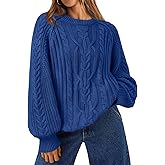 Trendy Queen Women's Oversized Cable Knit Crewneck Fall Pullover Sweaters
