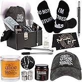 Kolewo4ever 14 Pcs Retirement Gifts for Men Christmas Gifts for Dad 2026 Happy Retired Gift Basket for Coworker, Teachers, Dad, Grandpa Best Retirement Gift Box with Whisky Set Baseball Cap Socks