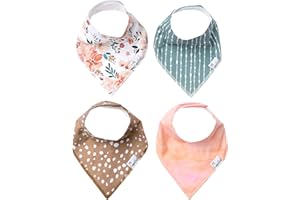 Copper Pearl Baby Bandana Bibs - 4 Pack Soft Cotton Baby Bibs for Drooling and Teething, Absorbent Drool Bibs for Baby Girl and Boy, Adjustable to Fit Newborns to Toddlers, Tons of Styles (Autumn)