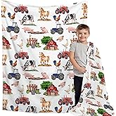 Buyyet Farm Animal Baby Blanket,Farmhouse Barn Neutral Baby Blanket for Boy Girl,Nursery Cow Chicken Pig Sheep Fleece Swaddle Receiving Blanket, Soft Newborn Toddler Kid Crib Bedding 40''x50'' for Kid