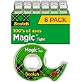 Scotch Magic Tape, 6 Rolls, Numerous Applications, Invisible, Engineered for Repairing, 3/4 x 650 Inches, Boxed (6122)