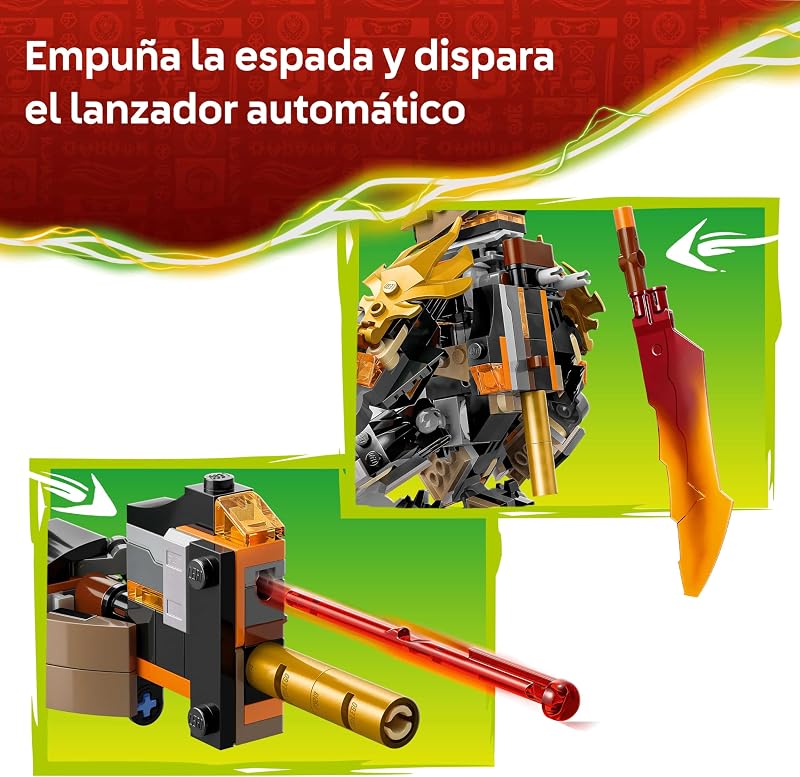 Ninjago Cole e Zane Dragon Mission Mech - Figura de Ação, 3 Ninja Inc. Minifiguras de Armas Toy Swords - Presente de Aniversário para Crianças 7+ e Fãs da Série - 71854 — foto 4 de 8