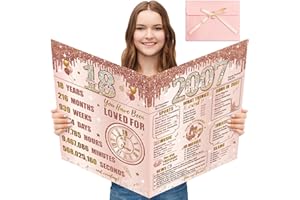 Turypaty Large 18th Birthday Card With Envelope for Girls, Pink Rose Gold Back in 2007 Happy 18th Birthday Giant Guest Signature Book Gift, Extra Big Eighteen Greeting Card Decoration Party Supply