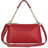 TAKEASY Italian Calf Leather Crossbody Handbag for Women with 2 Zippered Compartments | Everyday Shoulder Purse with Strap