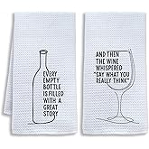 Shrago Funny Wine Kitchen Towels, Gifts for Wine Lovers Dish Tea Towels for Kitchen Bar Cart, Alcohol Gifts for Women Men Decorative Hand Towel, 16x24 Inch Set of 2
