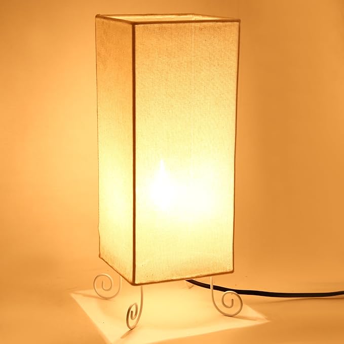M&M Table Lamp Bedside Desk Lamp with Off White Fabric Shade