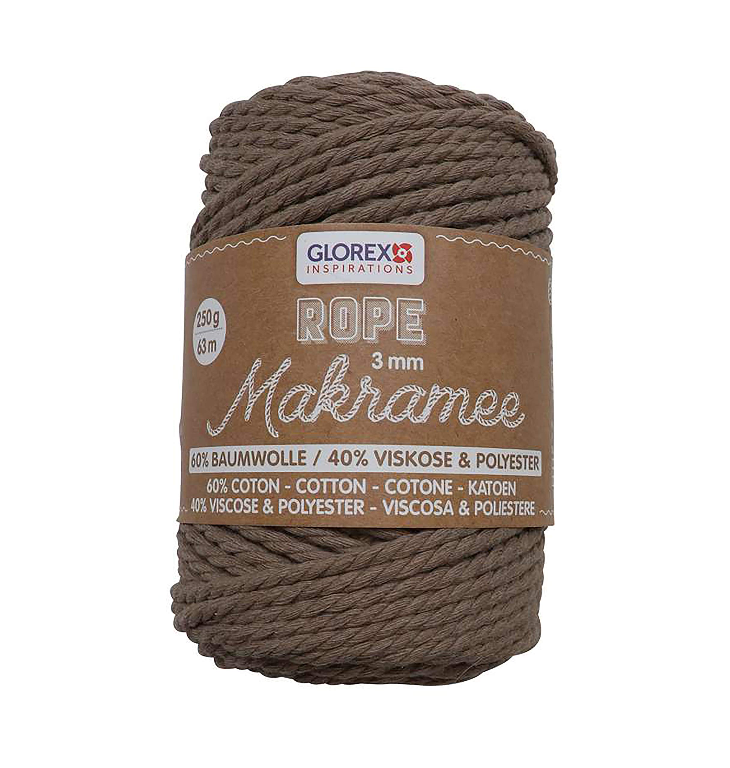 Glorex 5 1007 03 Rope Macrame Twisted Light Brown 63 m