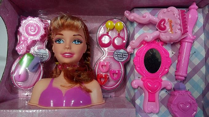 IndusBay Fashion Princess Styling Head Doll with Hair DO and Doll Beauty Makeup Playset for Girls