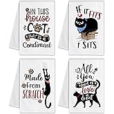 Bonsai Tree Cat Kitchen Towels Set of 4, Cat Lover Gifts for Mom Women, Cute Funny Dish Tea Towels Housewarming Gifts for New Home Decor