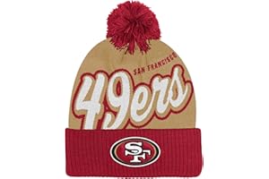 OUTERSTUFF NFL Kids Youth 8-20 Official Primary Logo Script Wordmark Cold Weather Cuffed Knit Pom Beanie Hat