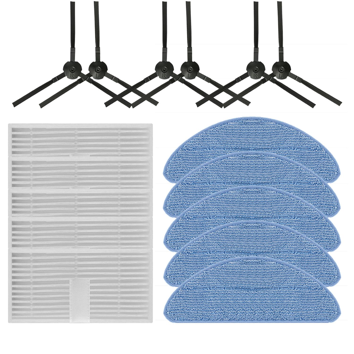 Photo 1 of 16 Pack Replacement Accessories Kit Compatible With ILIFE V9 V9 Pro A12 PRO Robot Vacuum,6 Side Brushes,5 Mop Pads,5 Hepa Filters