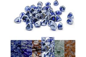 GasSaf 20-Pound 1 inch Diamonds Fire Glass for Gas or Propane Fire Pit Fireplace & Landscaping (Cobalt Blue Luster)