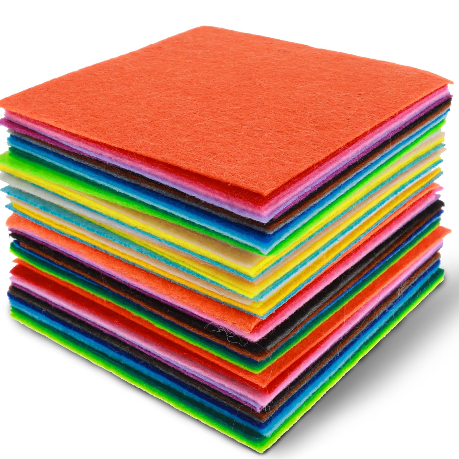 60PCS Soft Felt Fabric Squares, 4" X 4" - Colored for Crafts, Halloween, Christmas, DIY & Sewing Projects