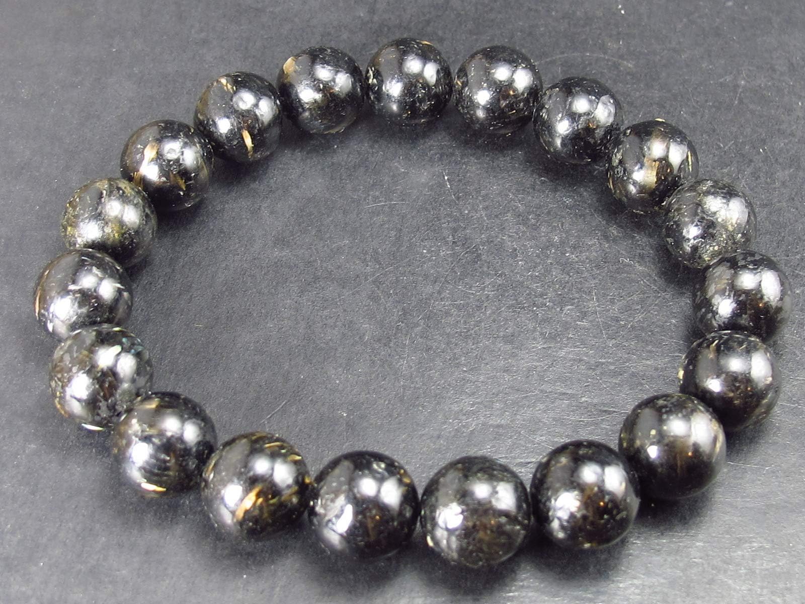 The Russian Stone Nuumite Nuummite Bracelet From Greenland - 18cm - 10mm Round Beads