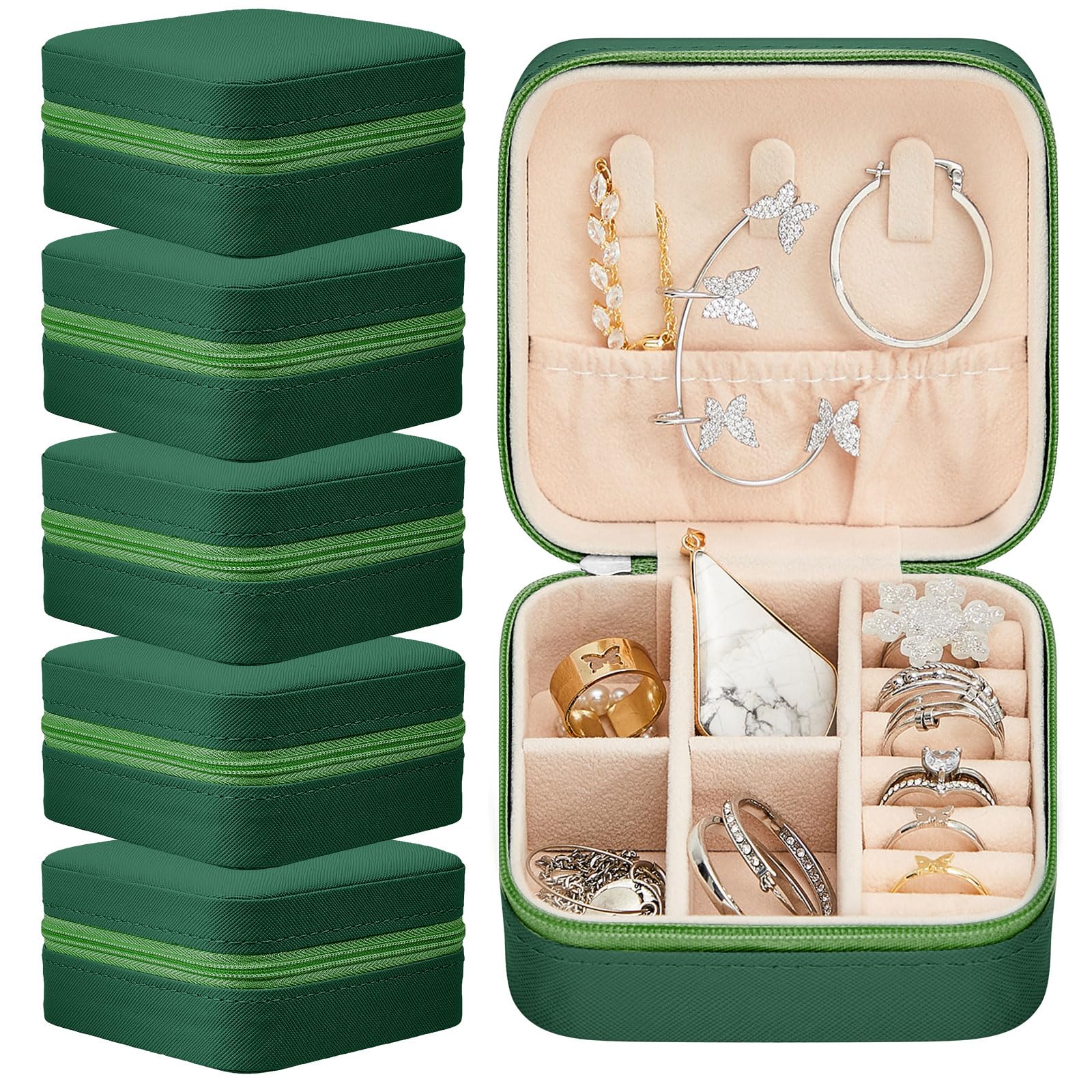 Photo 1 of Taiyin 6 Pcs Travel Jewelry Case Organizer Bridesmaid Gift Boxes Mini Storage Organizer Box(Green)