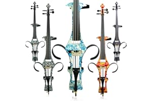 Aliyes Handmade Professional Solid Wood Electric Cello 4/4 Full Size Silent Electric Cello-Blue Flowers