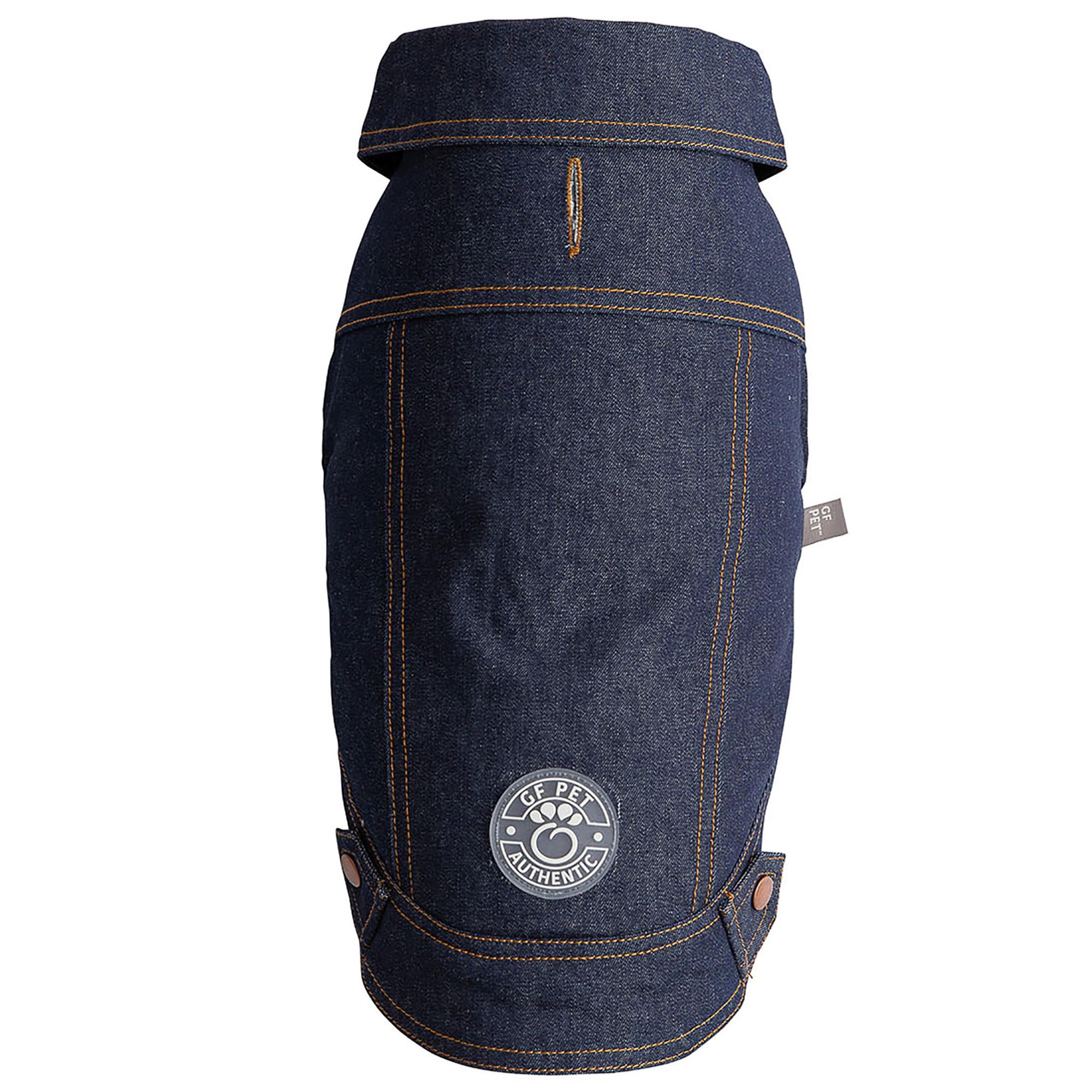GF Pet Denim Dog Jacket Elasto-Fit Warm Coat for Dogs Fashionable Padded Winter Bomber - Denim - XS