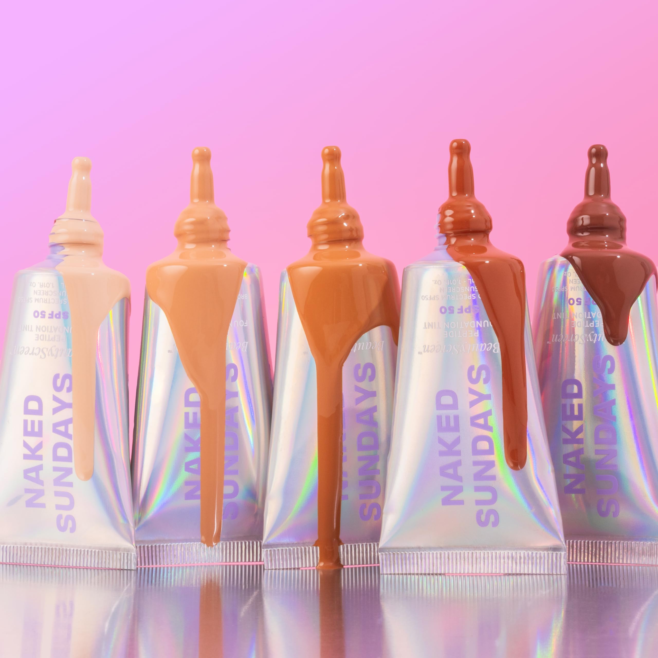 Naked Sundays BeautyScreen™ SPF 50 Mineral Peptide Foundation Tint – 2-in-1 Skin Tint & Mineral Sunscreen | Radiant, Buildable Coverage, Acne-Safe, Infused with Peptides (2.5 Light Neutral, 1.01 oz)