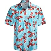 Hardaddy Men's Hawaiian Shirt Short Sleeve Funny Printed Casual Button Down Aloha Shirt
