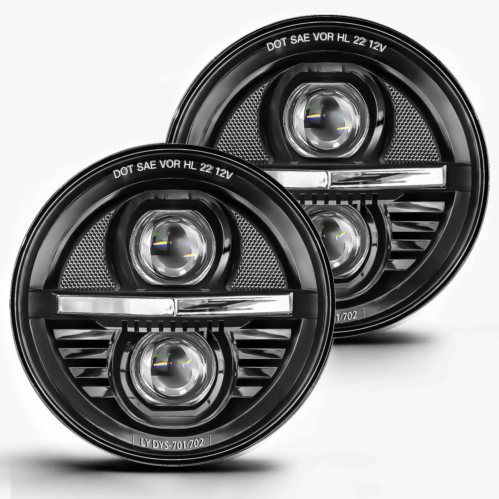 Photo 1 of UNI-SHINE 2 pcs 7 Inch LED Headlights Round Z-Shaped Anti-glare H6024 led Headlight 7'' led Headlight Hi/Lo Beam fit for Jeep Wrangler JK TJ CJ fit for Chevy fit for Miata
