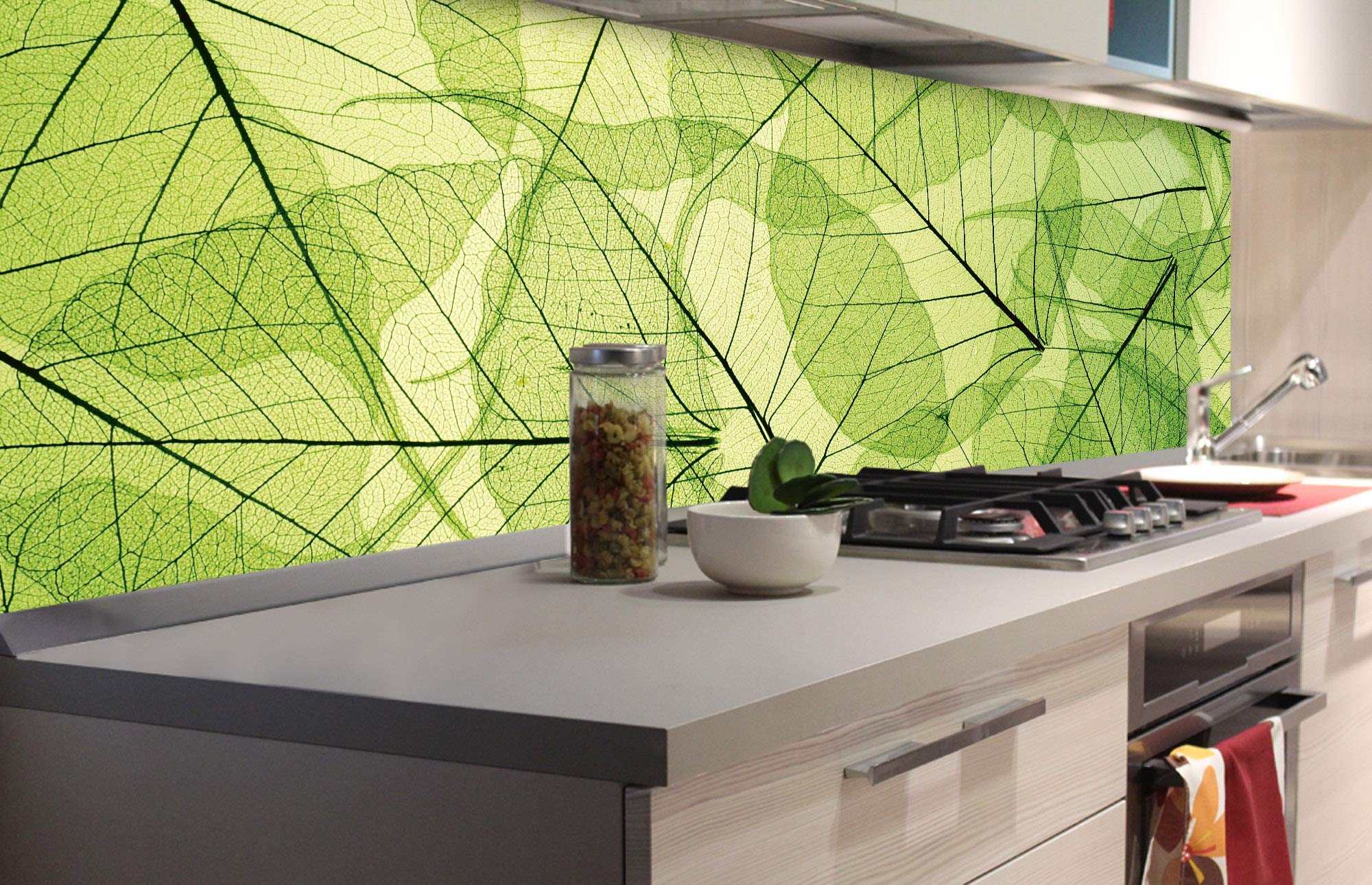 DIMEX LINE Peel and Stick Kitchen Backsplash Sticker Leaf Veins | Waterproof Decorative Wall Foil for Kitchen | Made in EU - 180.01 × 60.00 cm