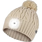 Etsfmoa Unisex Winter Beanie with The Light,Gifts for Men and Women,USB Rechargeable Headlamp Hat
