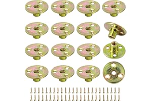FoDau770 1/4"-20 Brad Hole T-Nut with Screws, Zinc Plated Carbon Steel 3-Hole T-Nuts, Insert Female Thread Mounting Fastener for Wood Furniture and DIY Project - 16 Set (64 Pieces)