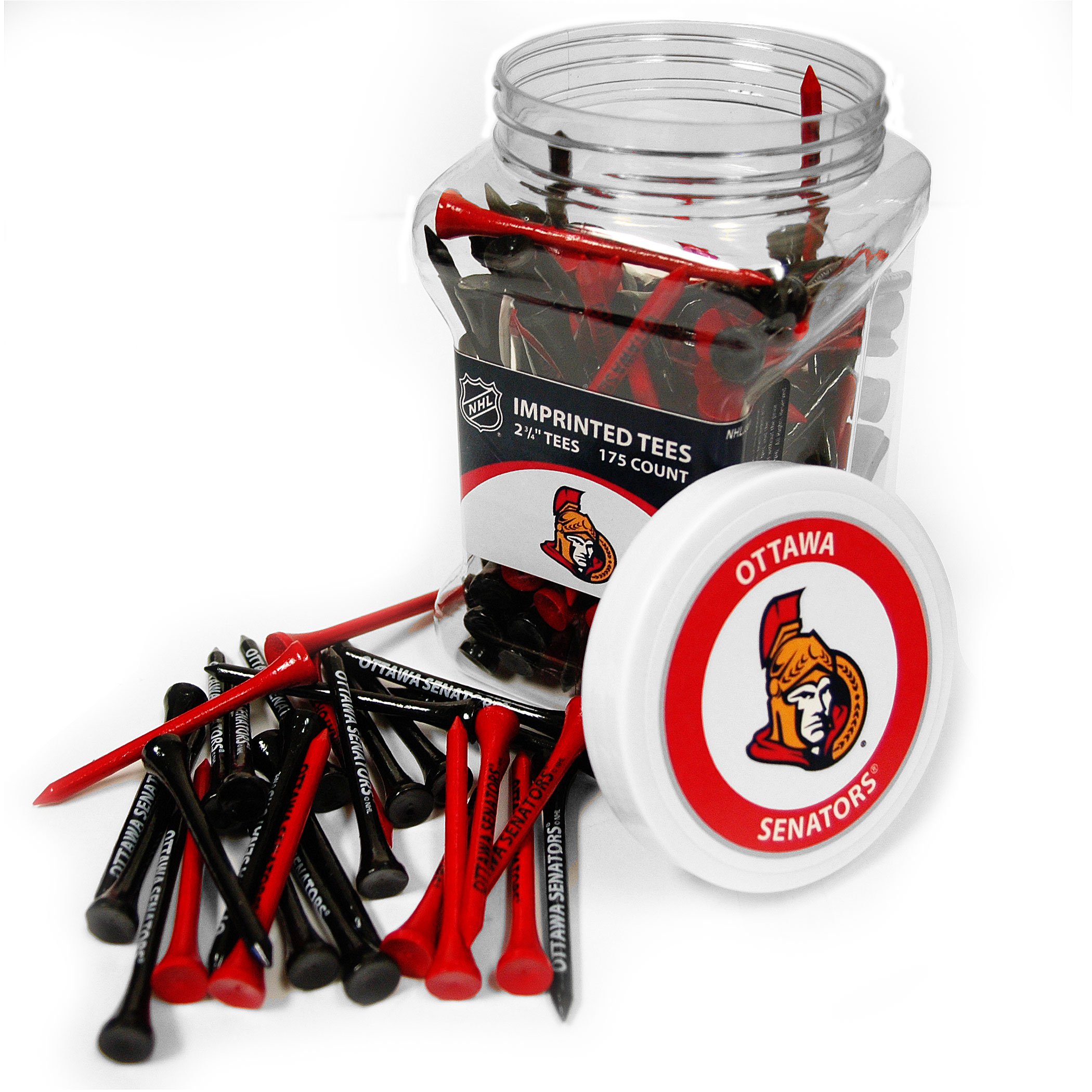 Team Golf NHL Ottawa Senators Jar Of 175 Golf Tees 2-3/4" Golf Tees, 175 Pack, Regulation Size, Multi Team Colors