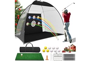 KASCEN Golf Net - Golf Practice Nets for Backyard Driving or Indoor 10×7FT, All Golf Accessories in One Golf Traning Chipping Netting for Garage with Golf Mat/Balls/Targe - Golf Gifts for men/Golf Lovers/Kid