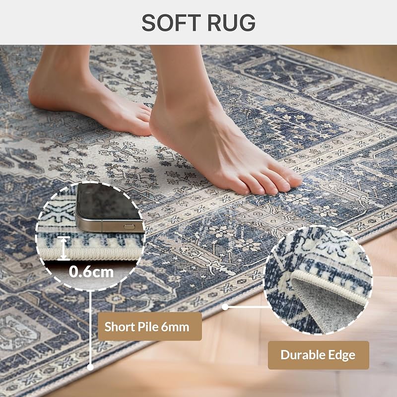 Alfombra Salon Sin Peluche,Alfombra Cocina Lavable Antideslizante,Alfombra Pasillo de Dormitorio,Alfombra Silla Escritorio,Comedor,Azul Oscuro,120x170 cm