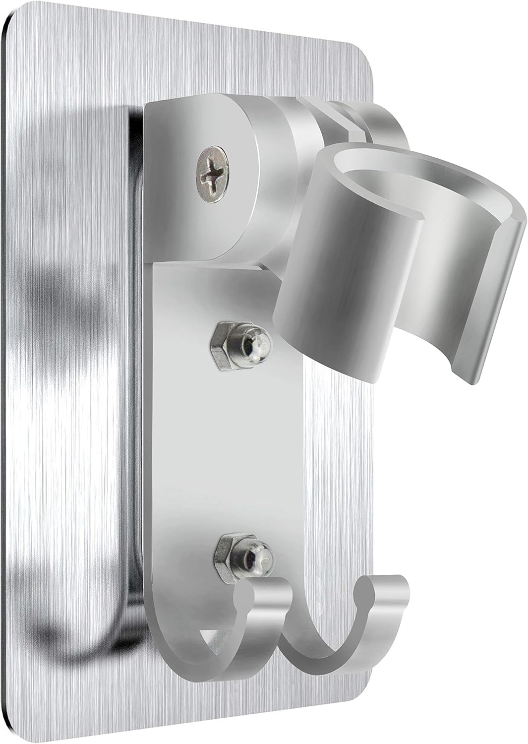 Adjustable Shower Head Holder Wall Mount Bracket with 2 Hanger Hooks