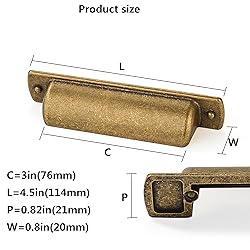 CABDM 2 Pack Brass Cup Pulls 3-3/4"(96mm) Center to
