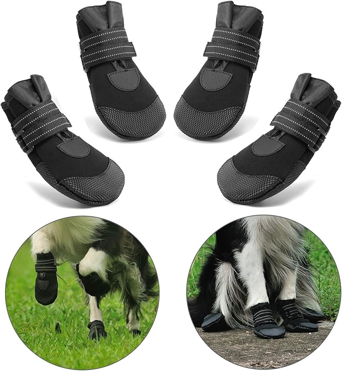 QUMY Hundeschuhe Wasserdicht - 4 Stück Set Mit Reflexstreifen