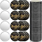 Gulfmew 36 Pcs 2.76 Inch Inspirational Compact Mirror Bulk Gifts for Women Black and Gold Party Favors Mini Pocket Mirror Small Stuffer Items for ‌Gift Bags Christmas Coworker Employee Friends