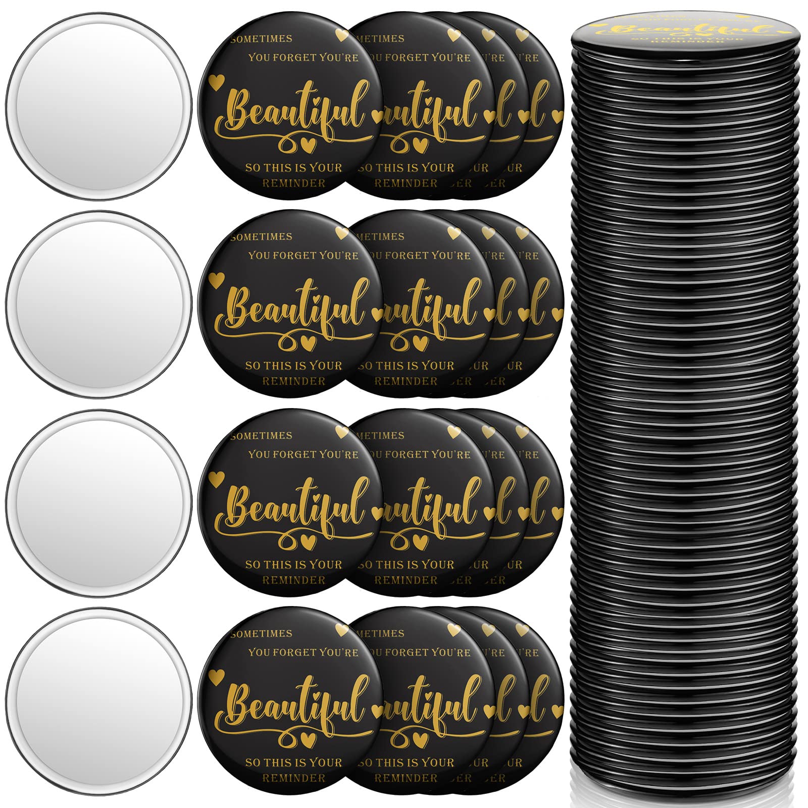 Photo 1 of 2.76 Inch 35Pcs Inspirational Compact Mirror Bulk Gifts for Women Mini Pocket Mirror Small Employee Round Makeup for ?Christmas Galentines Mothers Coworker Nurse Friends