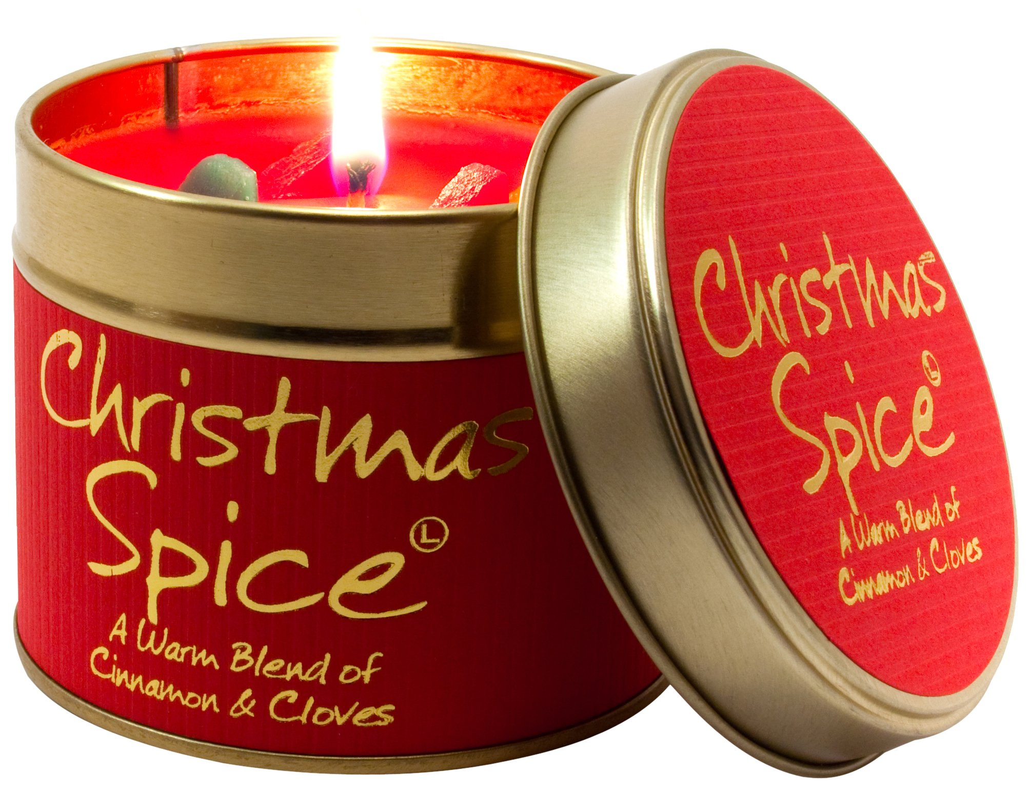 Lily Flame Christmas Spice Tin, Red, l x 7.7cm w x 6.6cm h