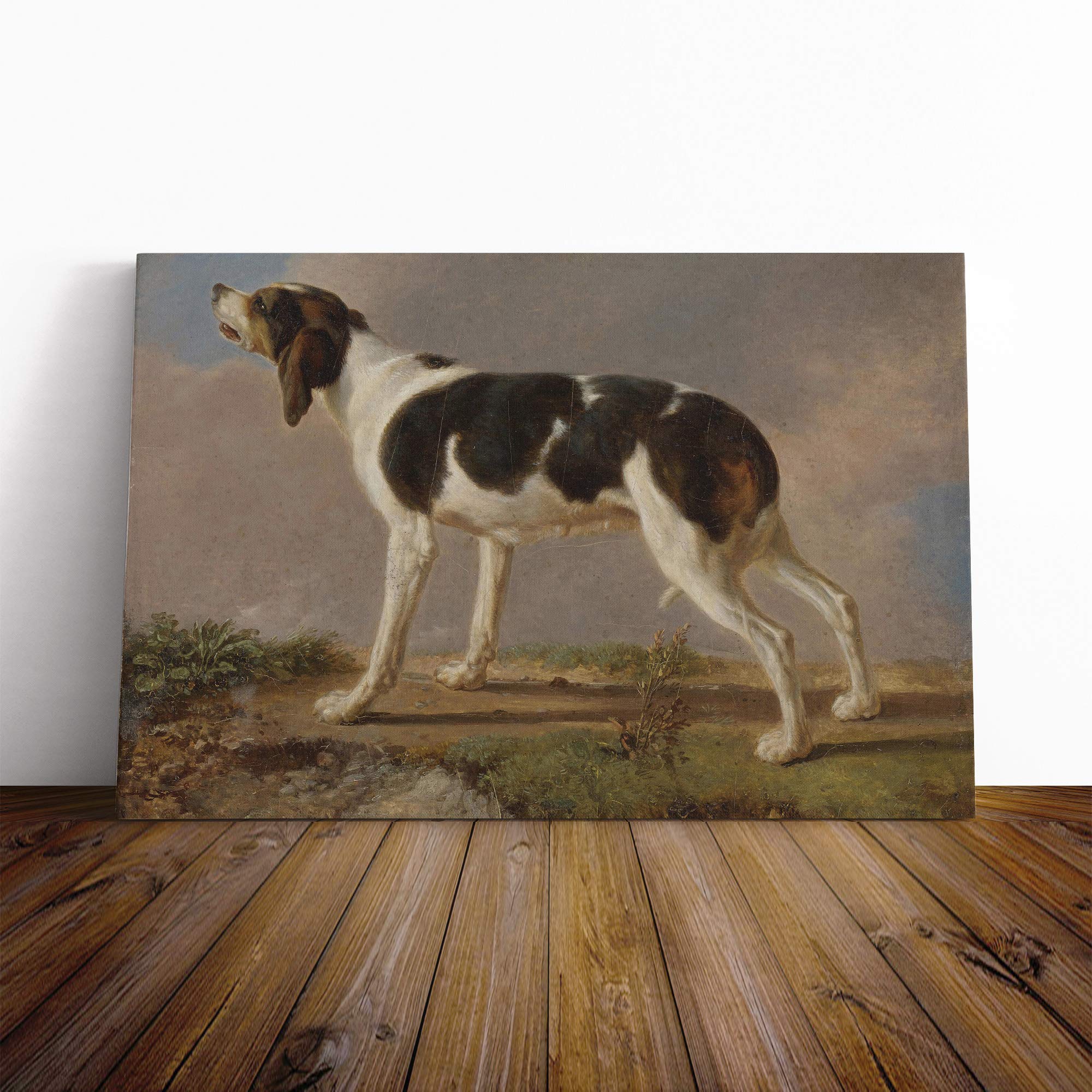 Jacques-Laurent Agasse Hound Canvas Print | Gallery Wrapped 30mm Frame Wall Art | 20x14 inches | Ready to Hang | Modern Animal Picture | Living Room Bedroom Lounge Office