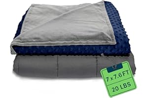 Quility Weighted Blanket for Adults - 20 LB King Size Heavy Blanket for Cooling & Heating - 100% Cotton Big Blanket w/ Glass Beads, Machine Washable Blankets - 86"x92", Navy