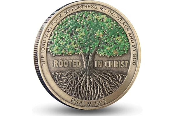 Rooted in Christ The Lord is My Rock My Fortress My Deliverer Challenge Coin Christian Pocket Hug Token (Single Coin)
