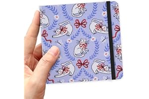 QIANSHAN 4.8" x 4.8" Square Art Sketchbook, 96 Sheets 80 GSM Artistic Drawing Painting Writing Paper,Mixed Media Sketch Book for Dry Media,Hardcover Journal Pocket Sketchbook.Purple Bow Cat