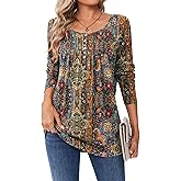 Zeagoo Long Sleeve Shirts for Women Fall Fashion Dressy Casual Blouses Trendy Pleated Tunic Tops for Leggings 2025