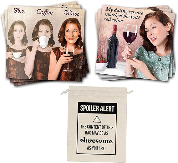 Funny Cocktail Napkins for Women with Sayings Set Wine Drink Humorous