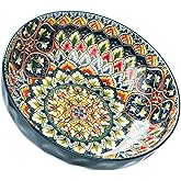 Large Serving Bowls, 75 Oz Fruit Salad Bowls, Bohemian Style Large Porcelain Dishes for Entertaining Parties,Big Bowls for Eating Soup, Salad, Pasta, Fruit, Chips, 10.3 Inch Diameter (green)