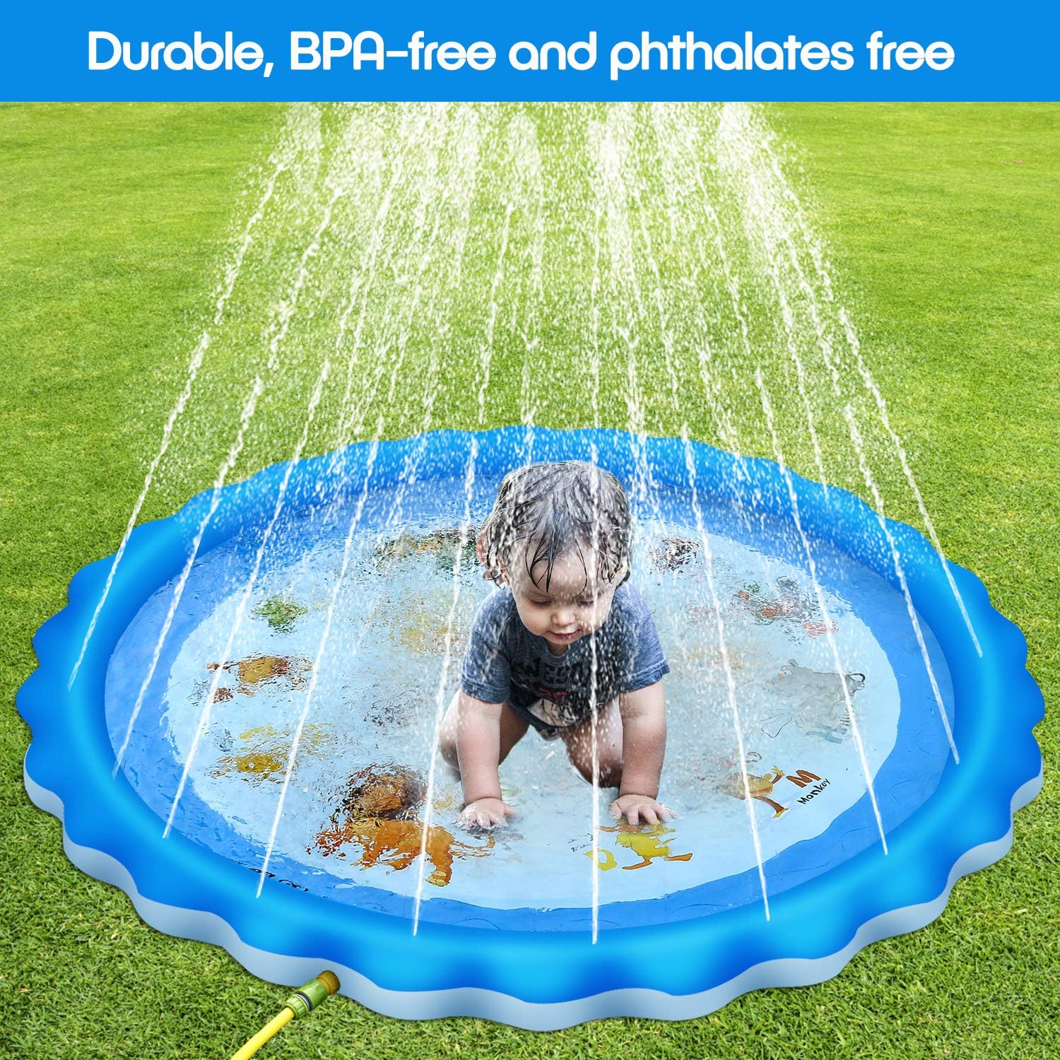 Homech Sprinkler for Kids, Splash Pad, Outdoor Inflatable Sprinkler Water Toys, Wading and Learning, 68" Kiddie Water Play Mat Toys,Baby Wading Swimming Pool for 2-12 Years Old Baby and Toddler Girls: Toys & Games