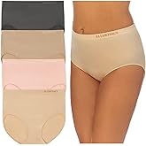 ELLEN TRACY Women’s Full Brief Panties Breathable Seamless Underwear 4-Pack Multipack (Regular & Plus Size)