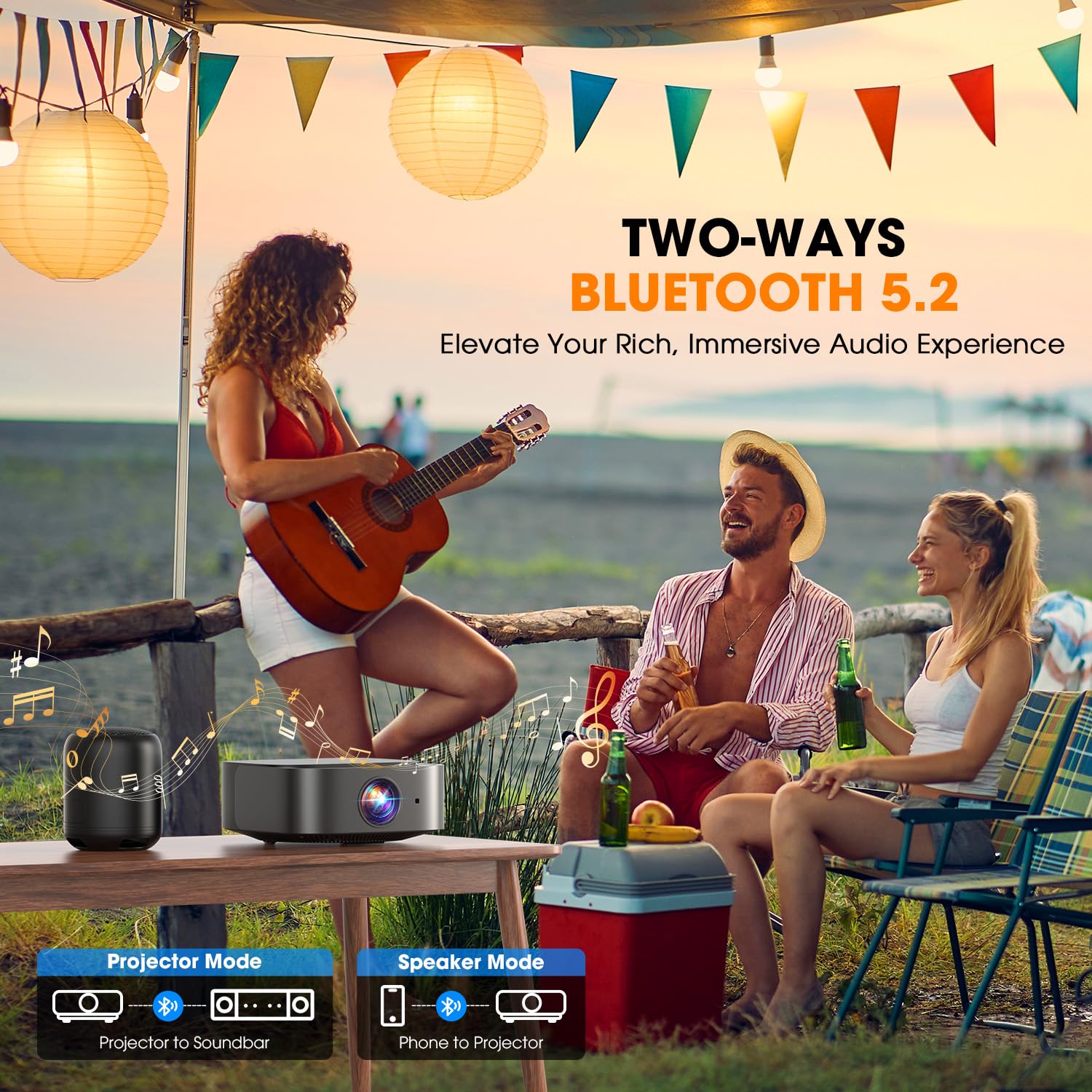 [386+ Built-in Apps] DBPOWER E2 Smart Projector with WiFi and Bluetooth, Native 1080P Mini Projector Compatible with Netflix, Youtube, Disney+, Hulu, Max & Crunchyroll, Electric Focus & Carry Case